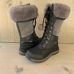 UGG ADIRONDACK TALL III BLACK  GRAY WiNTER BOOTS WOMENS US 7 NEW